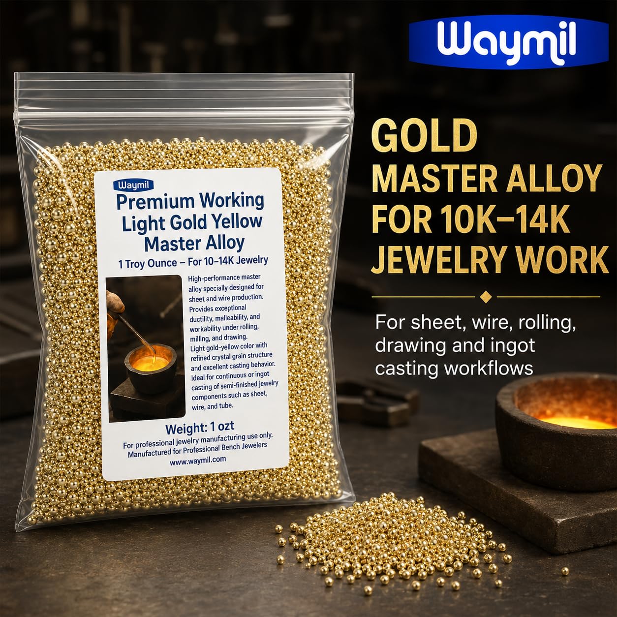 Amazon.com: Waymil Gold Master Alloy 1 Troy Ounce, Light Yellow